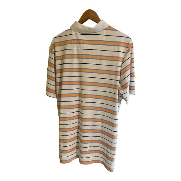 Chaps 78 Stay-Dry Golf Polo LT White with Blue/Gold Stripe Preppy Country Club - Picture 3 of 8